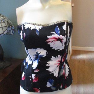 White House Black Market Floral Strapless Top 6